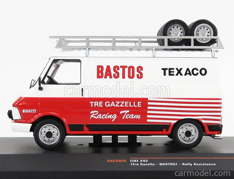 Ixo-models Fiat 242 Van Team Tre Gazzelle Bastos Texaco Rally Assistance 1984 1:43 Bílá Červená