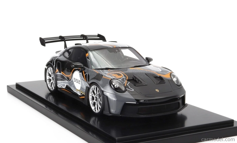 Spark-model Porsche 911 992 Gt3 Rs N 992 Coupe Weissach Test Track 2023 - Con Vetrina - S vitrínou 1:18 čierna sivá žltá