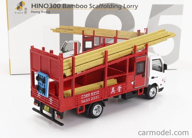 Tiny toys Hino 195 Bamboo Scaffolding Truck 2010 1:64 Bielo-červená