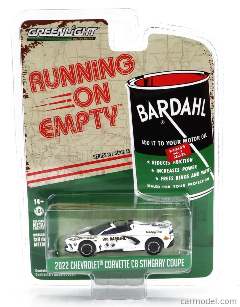 Greenlight Chevrolet Corvette C8 Stingray Coupe 2022 1:64 Bílá