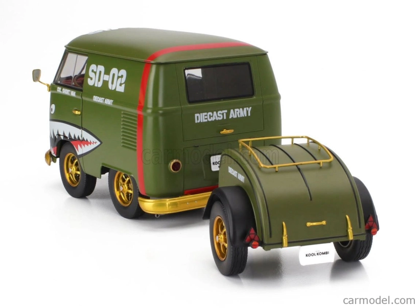 Solido Volkswagen T1 Van Kool Combi With Trailer 1950 1:18 Zelená