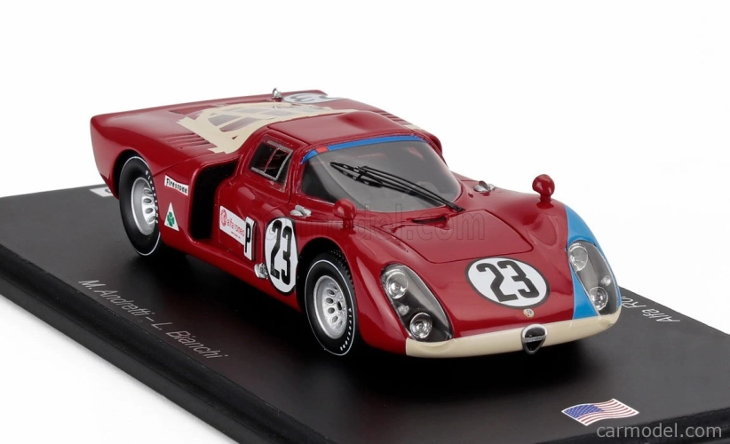 Spark-model Alfa romeo T33.2 Team Autodelta Spa N 23 24h Daytona 1968 Mario Andretti - Lucien Bianchi 1:43 Červená Modrá