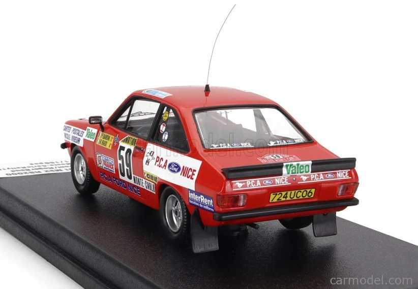 Trofeu Ford england Escort Mkii Rs2000 (nočná verzia) N 59 Rally Montecarlo 1982 C.baroni - R.baud 1:43 Red