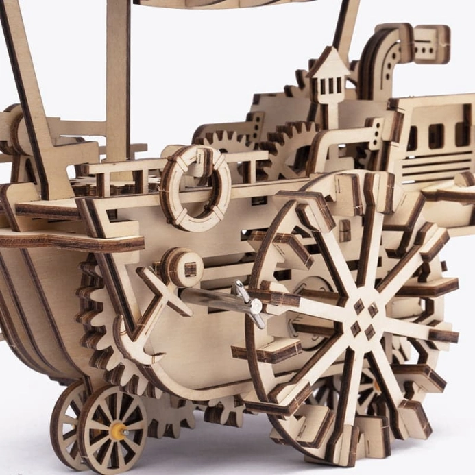 RoboTime 3D drevené mechanické puzzle Fantastická vzducholoď