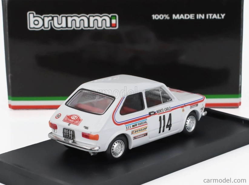 Brumm Fiat 127 1-series (night Version) N 114 Rally Montecarlo 1973 Bernard Dongues - Christian Soulie 1:43 Bílá
