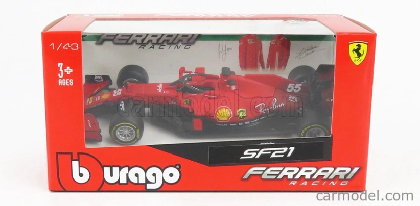 Bburago Ferrari F1 Sf21 Team Scuderia Ferrari Mission Winnow N 55 1:43, červená