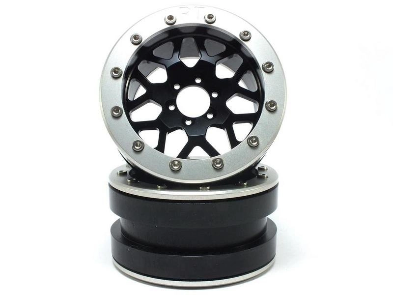Kovové Beadlock CNC disky Absima Metsafil 2.2 PT-MESH black/silver, 2ks