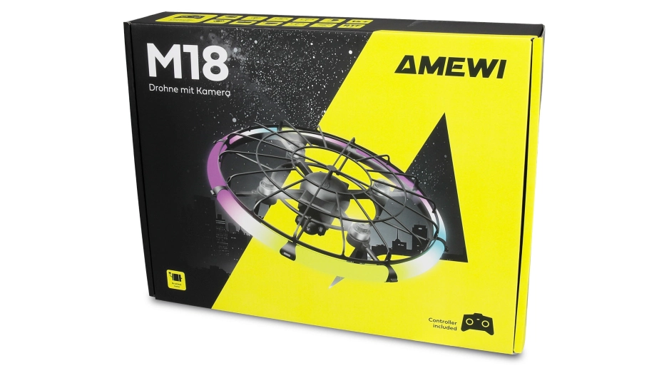 Dron M18 s kamerou a LED osvětleným ochranným kruhem RTF Brushless, gesta, FPV