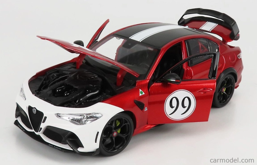 Bburago Alfa romeo Giulia Gtam N 99 Racing 2020 1:18 Alfa Červená Bílá