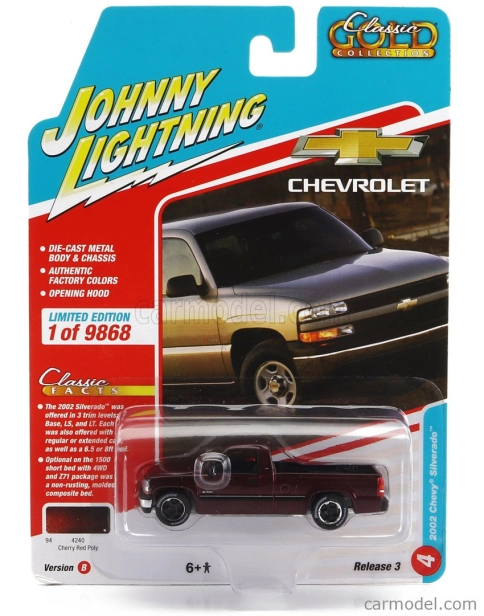 Johnny lightning Chevrolet Silverado Pick-up 2002 1:64 Červená farba