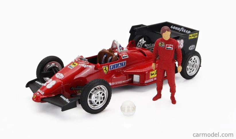 Brumm Iveco fiat Fiat Iveco 190 Truck Car Transporter Monaco Gp 1984 With 2x F1 Ferrari 126ck Turbo N 27 Michele Alboreto - N 28 Rene Arnoux + Figures And Accessories 1:43 Red