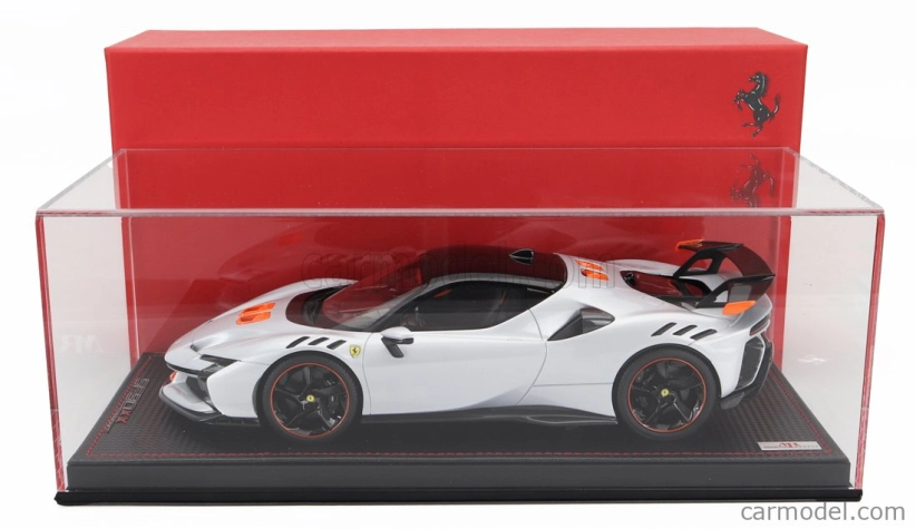Mr-models Ferrari Sf90 Xx Stradale 2024 - Con Vetrina - With Showcase 1:18 Bianco Artico - Bílá Met Oranžová Černá