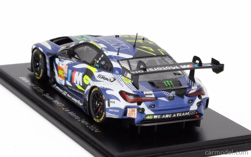 Spark-model BMW 4-series M4 Gt3 Team Wrt N 46 24h Le Mans 2024 Valentino Rossi - Maxime Martin - Ahmad Al Harthy 1:43 Modrá Bílá Černá