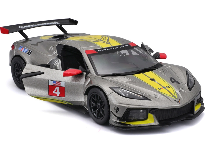Bburago Chevrolet C8.r 6.2l V8 Team Corvette Racing N 4 Racing 2021 1:24 Šedá Žlutá