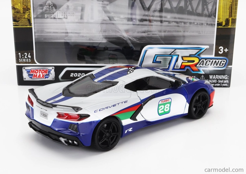 Motor-max Chevrolet Corvette C8 N 28 Racing 2020 1:24 Bílá Modrá