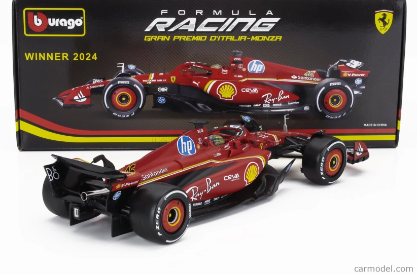 Bburago Ferrari F1 Sf-24 Team Scuderia Ferrari N 16 Winner Italy Monza Gp 2024 Charles Leclerc 1:18 červená biela čierna