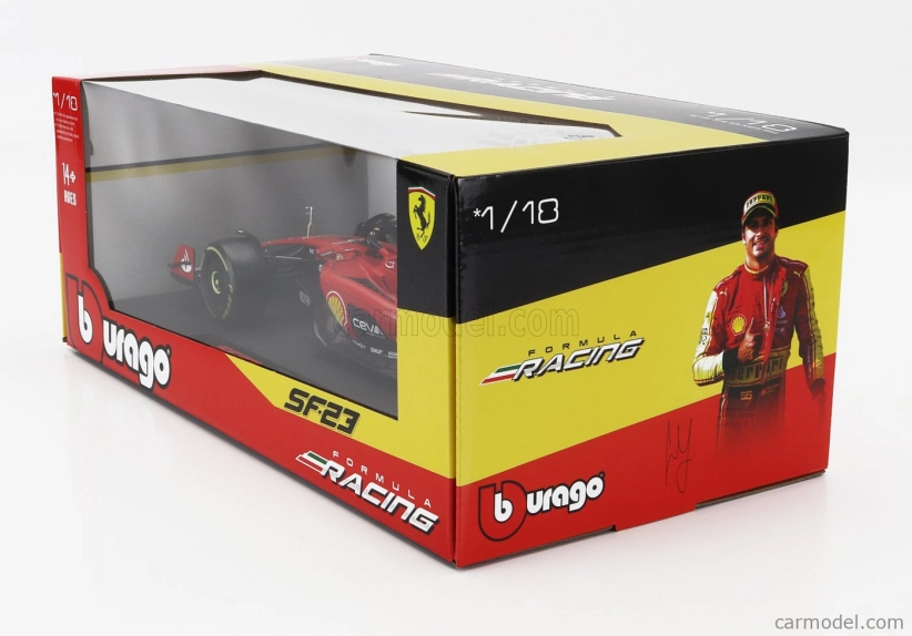 Bburago Ferrari F1  Sf-23 Team Scuderia Ferrari N 16 4th Monza Italy Gp 2023 Charles Leclerc 1:18 Červená Černá Žlutá