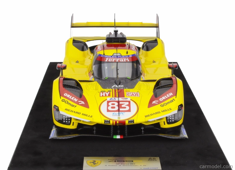 Looksmart Ferrari 499p 3.0l Turbo V6 Team Af Corse N  83 24h Le Mans 2024 Robert Kubica - Robert Shwartzman - Yifei Ye 1:12 Žlutá Červená