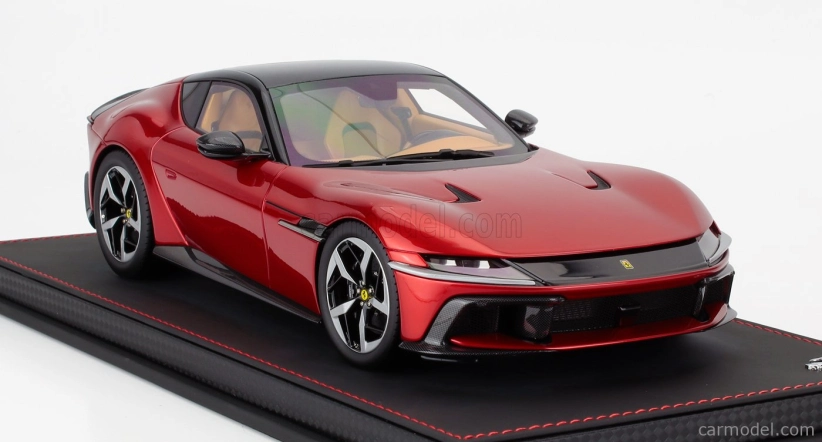 Bbr-models Ferrari 12cilindri V12 830cv Panoramic Roof 2024 - Con Vetrina - With Showcase 1:18 Rosso Fuoco - Červená S Černou
