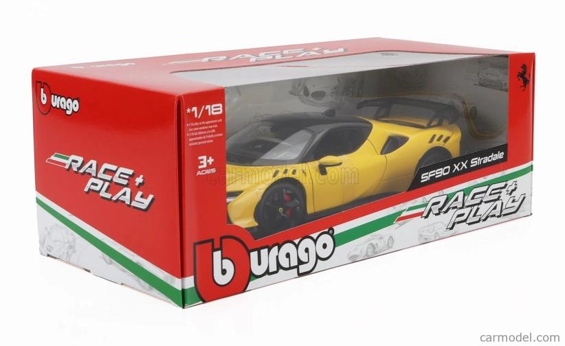 Bburago Ferrari Sf90xx Stradale 2024 1:18 Giallo Modena - Žlutá Černá