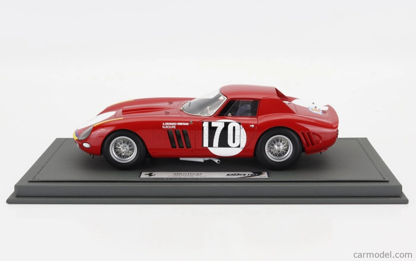 Bbr-models Ferrari 250 Gto Coupe N 170 Tour De France 1964 Annie Soisbault - Nicole Roure - Con Vetrina - With Showcase 1:18 Red