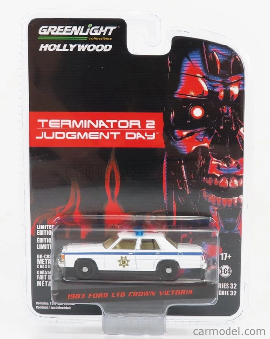 Greenlight Ford usa Crown Victoria Ltd Police 1983 - Terminator 2 Movie 1991 - The Judgment Day - Il Giorno Del Giudizio 1:64 Light Blue Wood