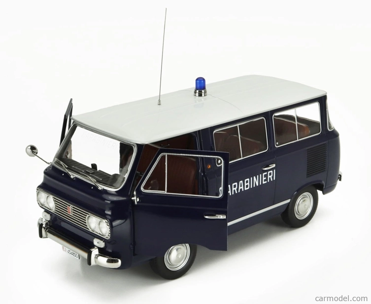 Mitica-diecast Fiat Fiat 850 Familiare Carabinieri 1970 – Interno Brown 1:18 Modrá Bílá