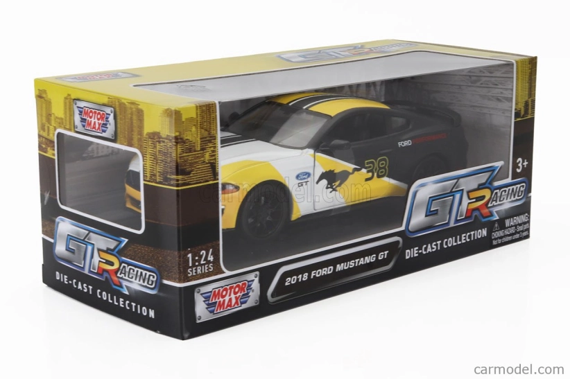 Motor-max Ford usa Mustang Gt N 38 Racing Coupe 2018 1:24 Bílá Žlutá Černá