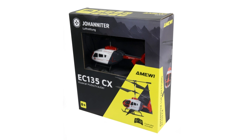 RC vrtuľník EC135 CX licencia Johanniter koaxiálny, 3 kanály, RTF