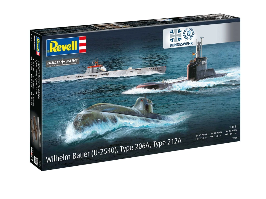 Plastic ModelKit ponorky 05186 – 70 Years Bundeswehr: Wilhelm Bauer, Type 206A, Class 2 (1:144)