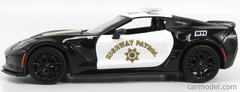 Maisto Chevrolet Corvette Z06 C7 Coupe Highway Patrol Police 2015 1:24 čierna biele zlato