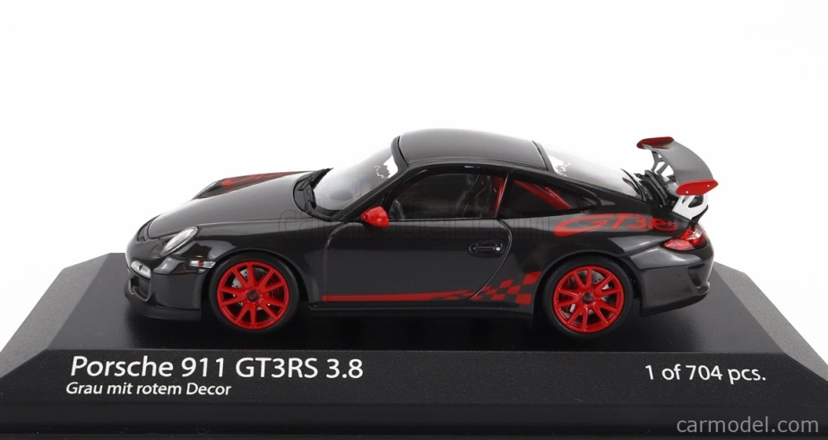 Minichamps Porsche 911 997-2 Gt3 Rs 3.8 Coupe 2009 - Red Wheels 1:43 Grey