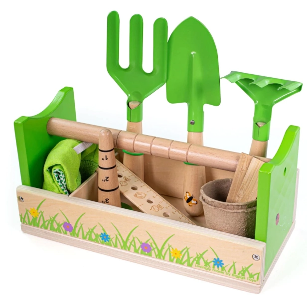 Bigjigs Toys Záhradnícka súprava v debničke