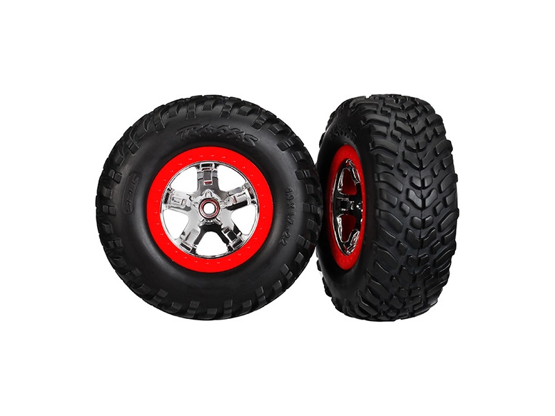 Traxxas koleso 2.2/3.0", disk SCT strieborno-červený, pneu SCT (2) (2WD predné)