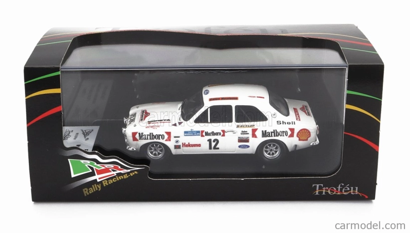Trofeu Ford england Escort Mki (nočná verzia) N 12 4th Rally Artic 1974 Markku Alen - Ilkka Kivimaki 1:43 Biela
