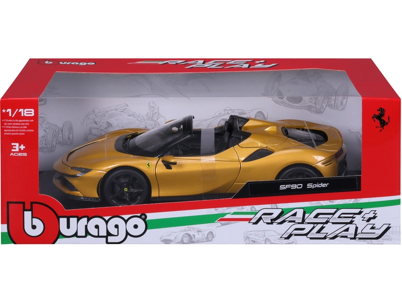 Bburago Ferrari SF90 Spider 1:18 žlutá metalíza