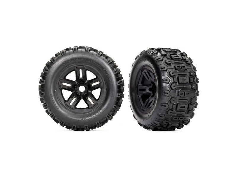 Traxxas koleso 3.8", pneu Sledgehammer, disk S17 čierny (2)