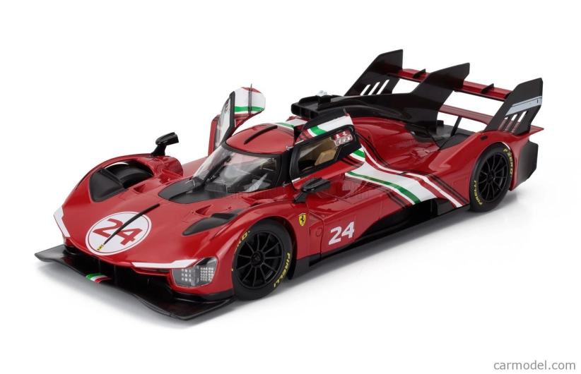 Bburago Ferrari 499p 3.0l Turbo V6 N 24 Modificata 2024 1:18 červená žltá čierna