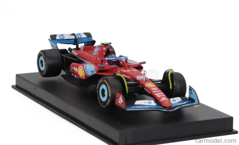 Bburago Ferrari F1 Sf-24 Team Scuderia Ferrari N 55 5th Miami Gp 2024 Carlos Sainz – With Pilot And Showcase 1:43 červená čierna svetlomodrá