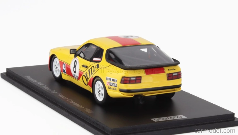 Spark-model Porsche 944 Turbo N 8 Cup Champion France 1988 Andre Bourdon 1:43 Žlutá Červená