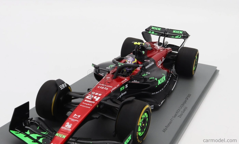 Spark-model Alfa romeo F1 C43 Team Orlen N 24 Belgium Gp 2023 Guanyu Zhou 1:18 Černá Červená