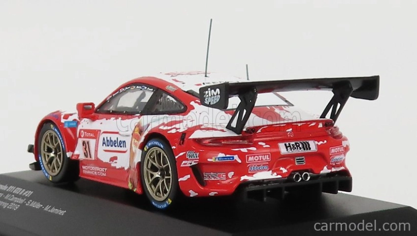 Ixo-models Porsche 911 991-2 Gt3 R Team Frikadelli Racing N 31 24h Nurburgring 2019 S.muller - R.dumas - M.campbell - M.jaminet 1:43 Červená biela