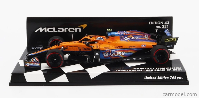 Minichamps Mclaren F1 Mcl35l Team Mclaren N 4 7th Abu Dhabi Gp 2021 Lando Norris 1:43 Oranžová Světle Modrá