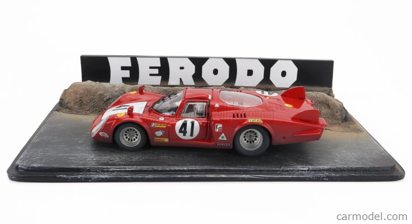 Najlepšie modely Alfa romeo Diorama - 33/2 Long Tail Team Autodelta N 41 24h Le Mans 1968 Nino Vaccarella 1:43 Červená Biela