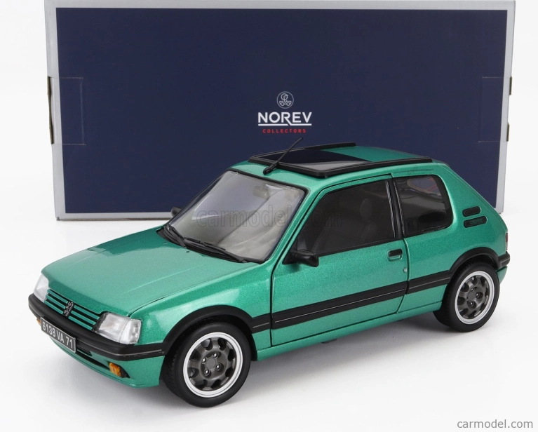 Norev Peugeot 205 1.9 Gti Griffe so strešným oknom 1991 1:18 Zelená
