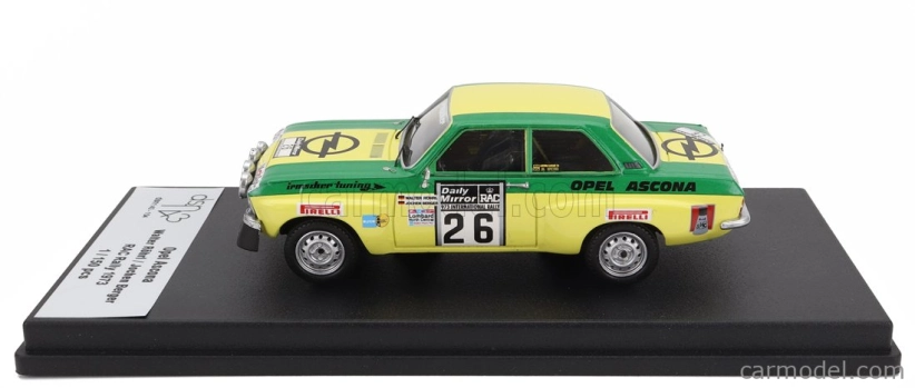 Trofeu Opel Ascona 1.9 Sr (night Version) N 26 Rally Rac Lombard 1973 Walter Rohrl - Jochen Berger 1:43 Zelená Žlutá
