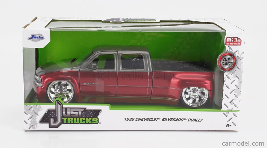 Jada Chevrolet Silverado Pick-up Dually 1999 1:24 Červená Stříbrná