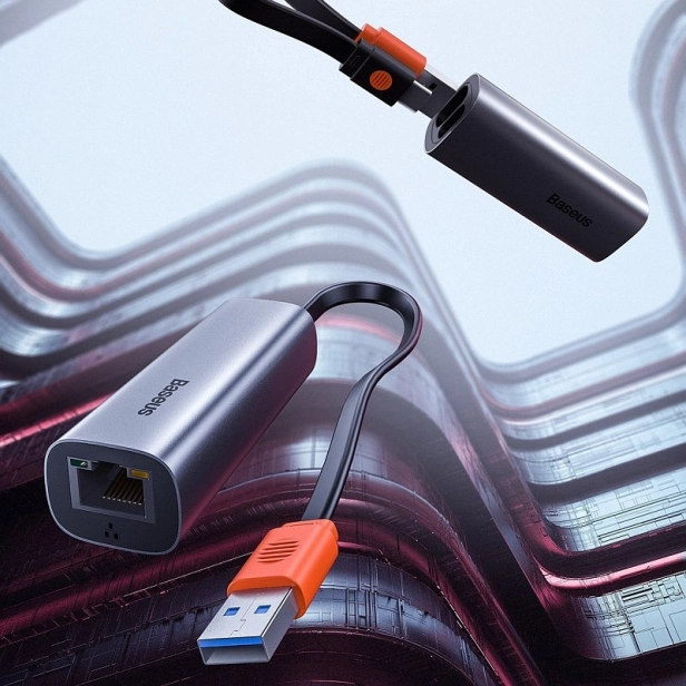 Baseus Steel Cannon USB - LAN, gigabitový sieťový adaptér (sivý)