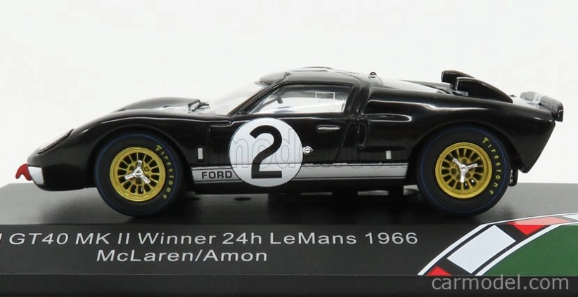 Cmr Ford usa Gt40 Mkii 7.0l V8 Team Shelby American Inc. N 2 Winner 24h Le Mans 1966 B.mclaren - C.amon 1:43 Černá Stříbrná