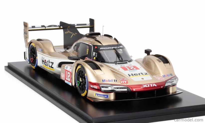 Spark-model Porsche 963 9rd 4.6l Turbo V8 Team Hertz Jota N 12 24h Le Mans 2024 Will Stevens - Norman Nato - Callum Ilott 1:18 Bílé Zlato